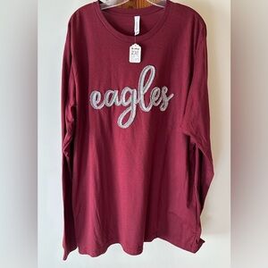 Bella + Canvas Women's 2XL
Burgundy Eagles Embroidered Long Sleeve Tee NWT